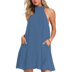 Womens Summer Dresses Halter Neck Sleeveless Casual Beach